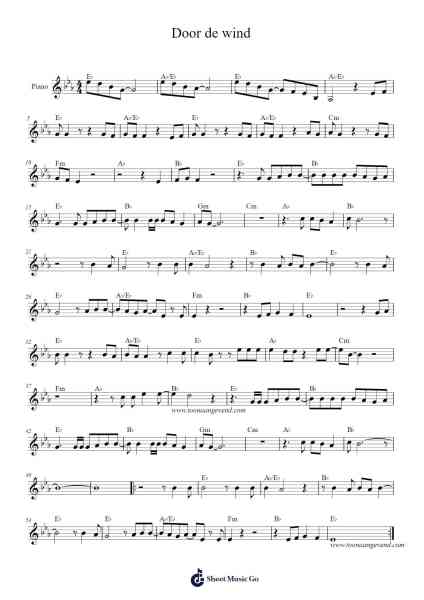 Door de wind Sheet Music by Miss Montreal-Arr.Brucefe Payjim