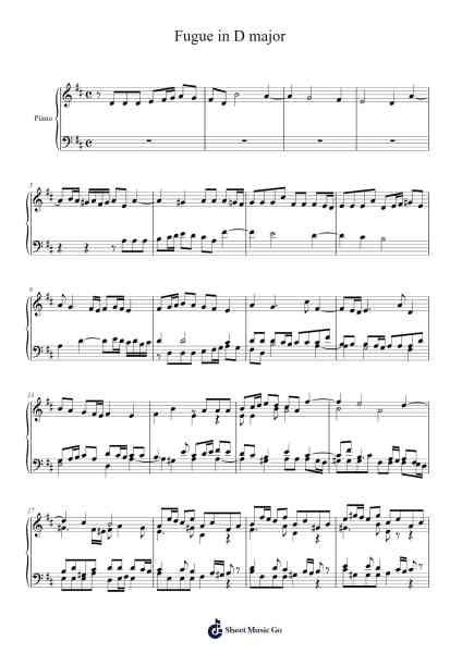 Fugue in D Major Sheet Music by Shelxon-Arr.Wattle