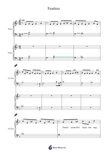 Fearless Sheet Music by Taylor Swift-Arr.Abters Bloomsteele