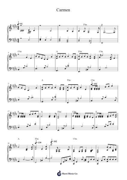 Carmen Sheet Music by Lana Del Rey-Arr.Ferholt Vebthan