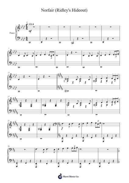 Norfair (Ridley's Hideout) - Super Metroid Sheet Music by Kenji Yamamoto-Arr.Glennxon Gachloe