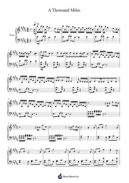 A Thousand Miles Sheet Music by Vanessa Carlton-Arr.Handre Raekiel
