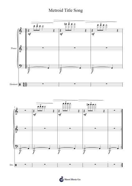 Metroid Title Song Sheet Music by Misc Computer Games-Arr.Huxver Birdnee