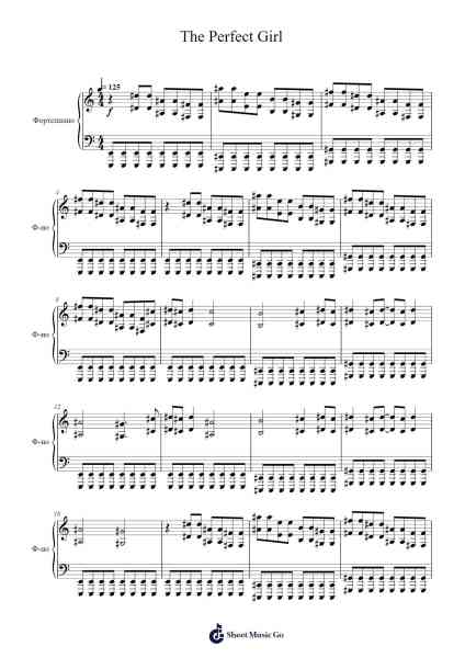 The Perfect Girl Musica per pianoforte di Mareux - Arr.Bownio Elroytier