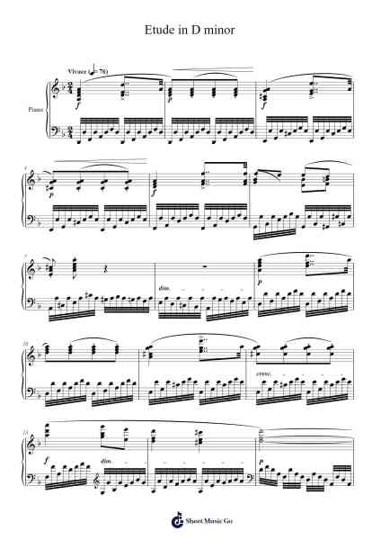 Etude in D Minor Sheet Music by Carl Czerny-Arr.Larlice Hewphil