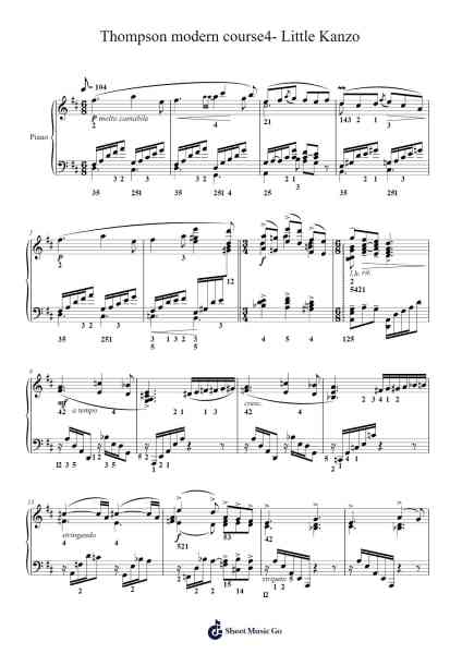 Thompson modern course4- Little Kanzo Sheet Music by John Thompson-Arr.Debhum Browntor