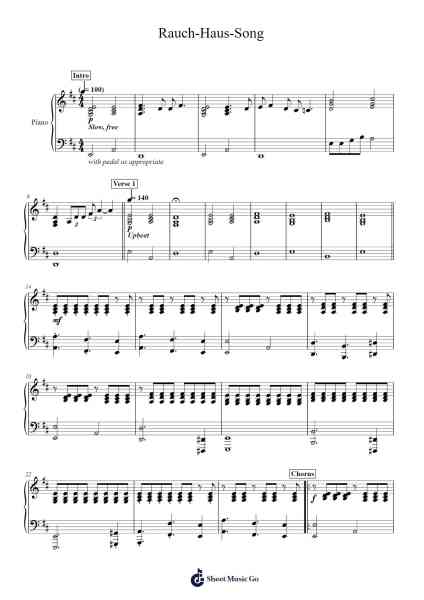 Rauch-Haus-Song Sheet Music by Ton Steine Scherben-Arr.Dileste Conloyd