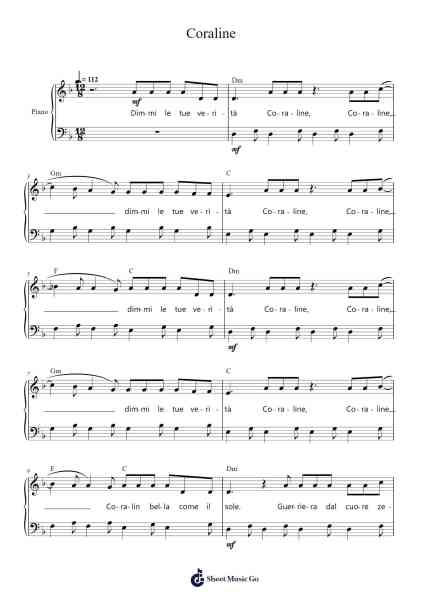 Coraline Sheet Music by Måneskin-Arr.Popnis Drewtience