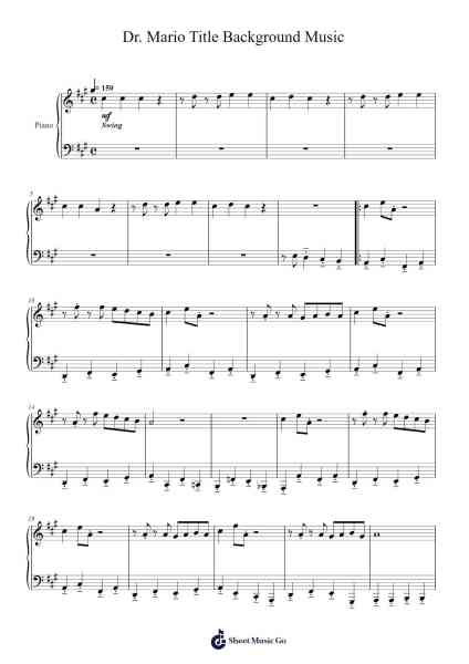 Dr. Mario Title Background Music Sheet Music by Hirokazu Tanaka-Arr.Payyule