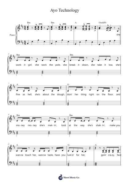 Ayo Technology Sheet Music by Milow-Arr.Manwright Diloyd