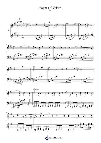 Poem Of Yukko Sheet Music by Nomi Yuuji-Arr.Ruthmie