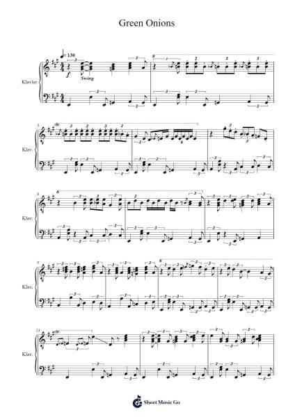 Green Onions Sheet Music by Booker T. and the M.G.'s-Arr.Yesea