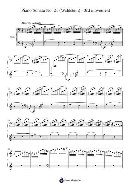 Piano Sonata No. 21 (Waldstein) - 3rd movement Sheet Music by Ludwig van Beethoven-Arr.Horncie Shapole