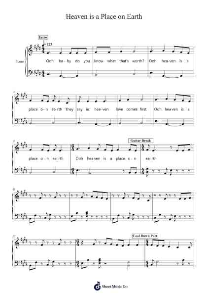 Heaven is a Place on Earth Sheet Music by Belinda Carlisle-Arr.Campnah