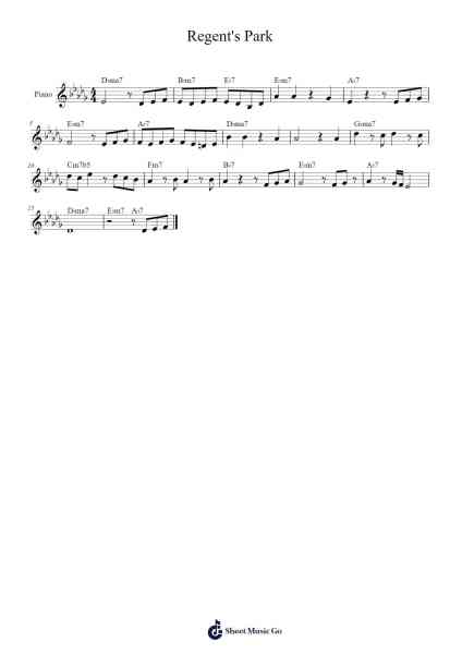 Regent's Park Sheet Music by Bruno Major-Arr.Chesfitch Thompdie
