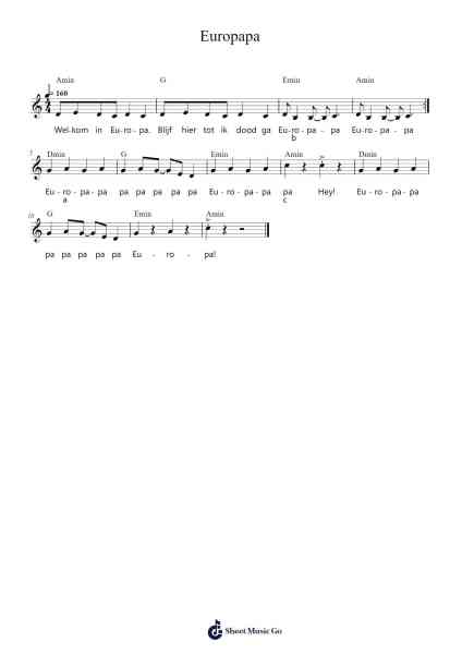 Europapa Sheet Music by Joost Klein-Arr.Markxy