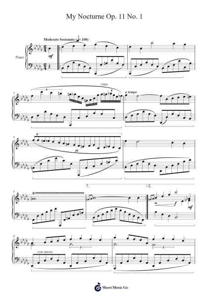 My Nocturne Op. 11 No. 1 Sheet Music by J. Z. H.-Arr.Agsean