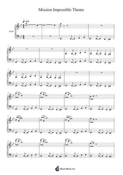 Mission Impossible Theme Sheet Music by Lalo Schifrin-Arr.Minmeg Bobfax