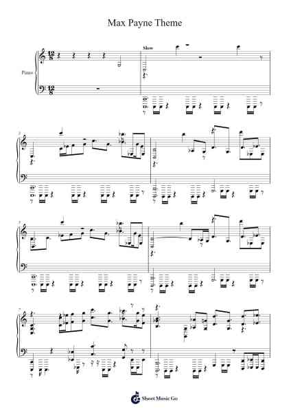 Max Payne Theme Sheet Music by K?rtsy Hatakka/Kimmo Kajasto-Arr.Palo
