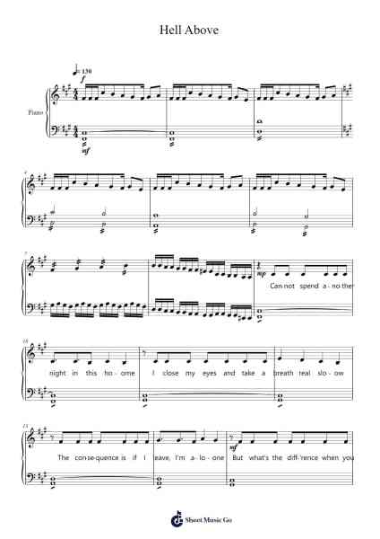 Hell Above Sheet Music by Pierce the Veil-Arr.Himorse
