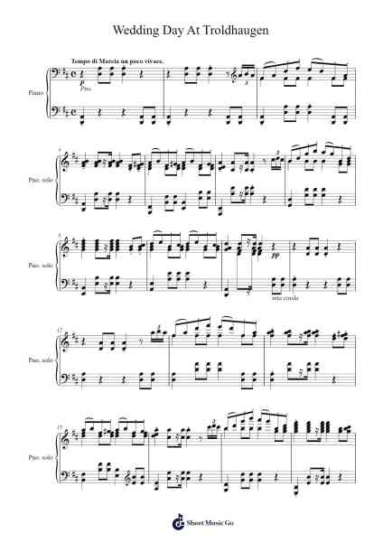 Wedding Day at Troldhaugen, Op. 65, No. 6 Sheet Music by Edvard Grieg-Arr.Bclark