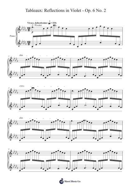 Tableaux: Reflections in Violet, Op. 6 No. 2 Sheet Music by choppin1810-Arr.Lesvien Billjay