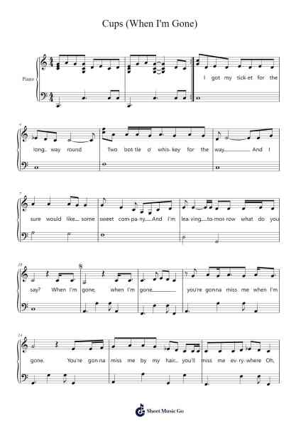Cups (When I'm Gone) Sheet Music by Anna Kendrick-Arr.Puldair