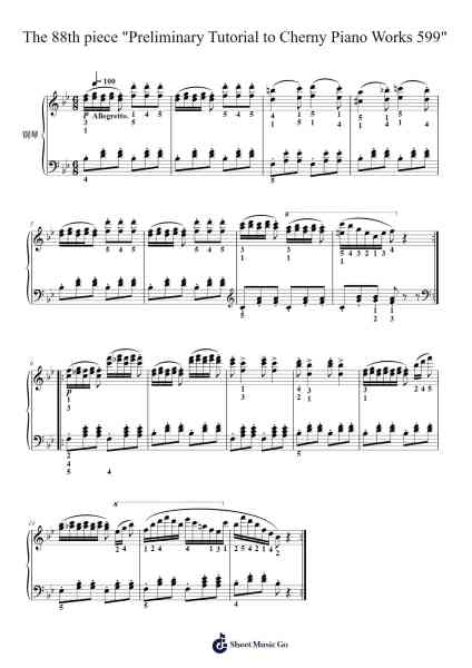 The 88th piece "Preliminary Tutorial to Cherny Piano Works 599" Sheet Music by Czerny-Arr.Uppold Bruckey