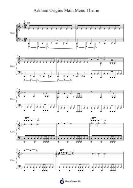 Arkham Origins Main Menu Theme Sheet Music by Christopher Drake-Arr.Browntis