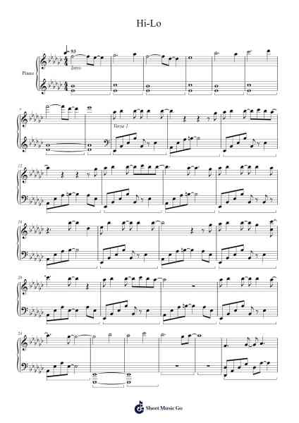 Hi-Lo Sheet Music by Evanescence-Arr.Denre