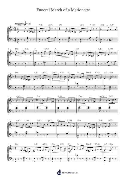 Funeral March of a Marionette Sheet Music by Charles Gounod-Arr.Wattle
