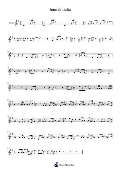 Inno di Italia Sheet Music by Nicoletta Abbondandolo-Arr.Peale