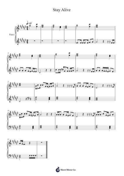 Stay Alive Ноты для фортепиано от Alberto Jose Gonzales-Arr.Latckens
