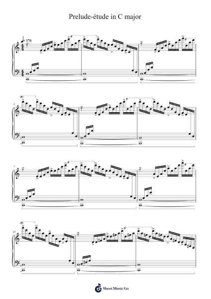 Prelude-étude in C Major Sheet Music by Johann Sebastian Bach/Frédéric Chopin-Arr.Birdbrey