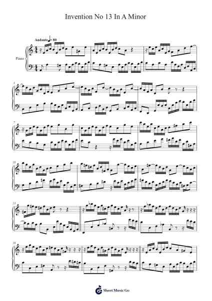 Invention No. 13 in A Minor, BWV 784 Sheet Music by Johann Sebastian Bach-Arr.Huxzie Dyjoy