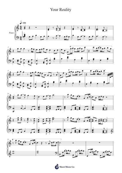 Your Reality Sheet Music by Dan Salvato-Arr.Gemfoe Conchey