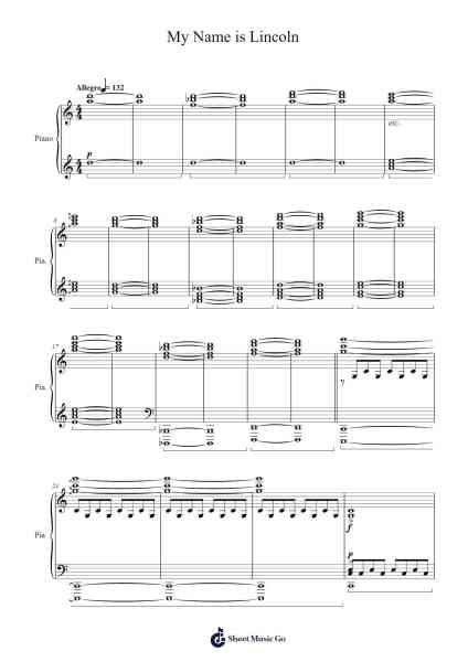 My Name is Lincoln Sheet Music by Steve Jablonsky-Arr.Henbard