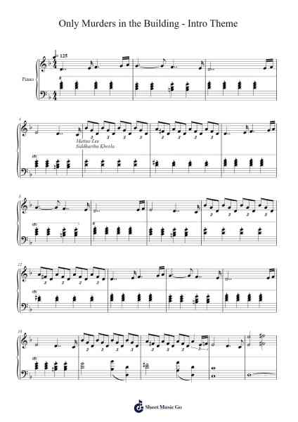 Only Murders in the Building - Intro Theme Sheet Music by Brian Tyree Henry/Siddhartha Khosla-Arr.Joyli Glanions