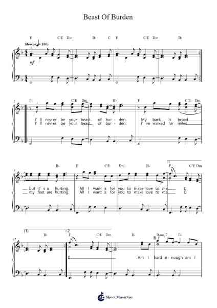 Beast Of Burden Sheet Music by The Rolling Stones-Arr.Eume Noquinn