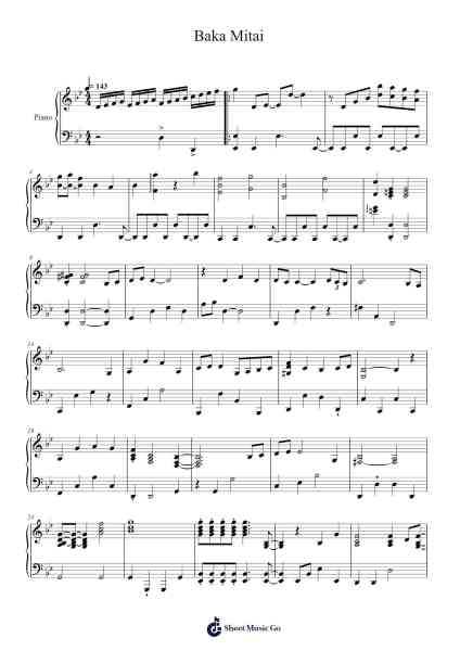 Baka Mitai Sheet Music by Mitsuharu Fukuyama-Arr.Bushple
