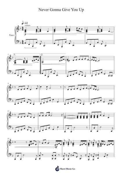 Never Gonna Give You Up Sheet Music by Rick Astley-Arr.Buckchad