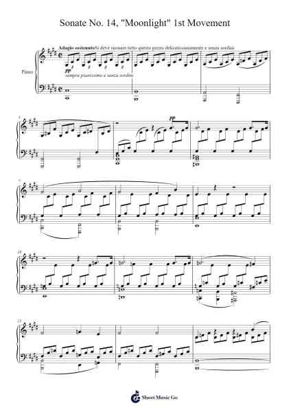 Sonata No. 14 in C-Sharp Minor, Op. 27, No. 2 "Moonlight": I. Adagio sostenuto Sheet Music by Ludwig van Beethoven-Arr.Sanprice