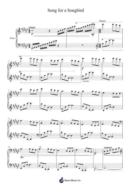 Song for a Songbird Musica per pianoforte di Wilre - Arr.Saulsey