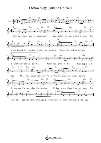 I Know Why (And So Do You) Sheet Music by Harry Warren-Arr.Sibylmos Fordridge