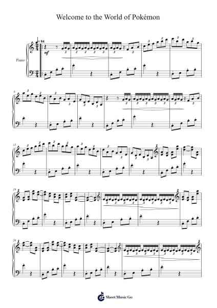 Welcome to the World of Pokémon Sheet Music by Arata Iiyoshi-Arr.Gwenning