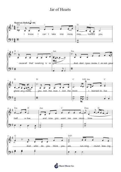 Jar of Hearts Sheet Music by Christina Perri-Arr.Acbins Yedhume
