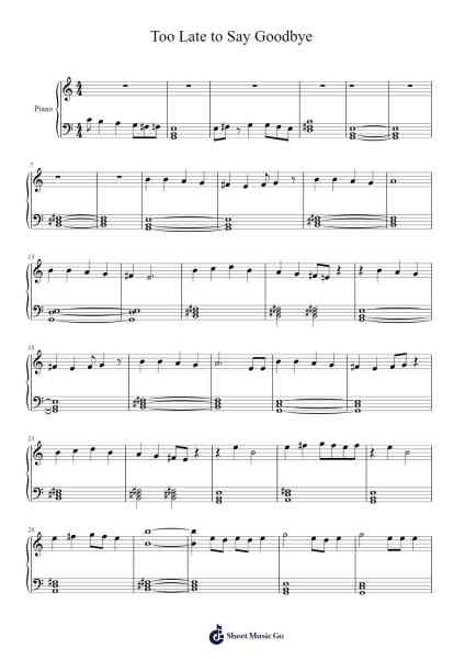 Too Late to Say Goodbye Sheet Music by -Arr.Philley Mabna