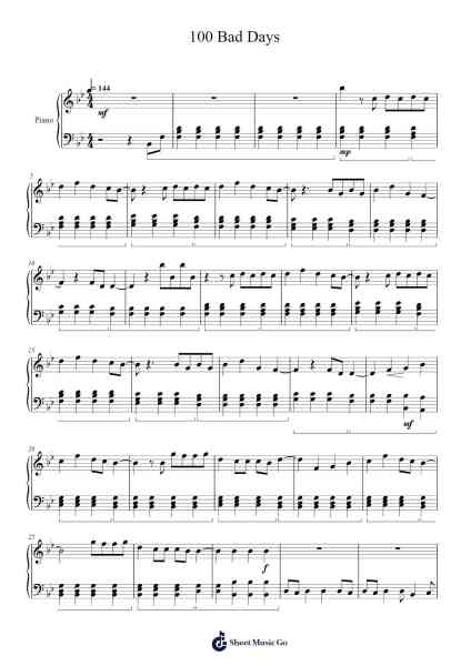 100 Bad Days Sheet Music by AJR-Arr.Elroygale Whvan
