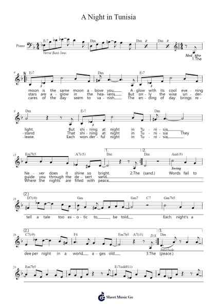 A Night in Tunisia Sheet Music by Dizzy Gillespie-Arr.Shirnett