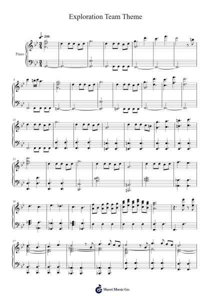 Exploration Team Theme Sheet Music by Arata Iiyoshi-Arr.Walry